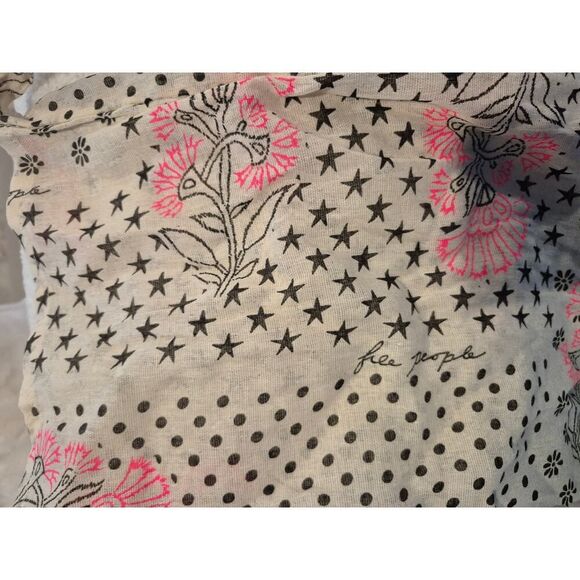 Free People Gauze Muslin‎ Reusable Tote Bag White Pink Print 18x17 Large Eco Bag - Picture 3 of 5